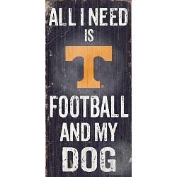 Tennessee Volunteers Wood Sign - Football and Dog 6"x12"