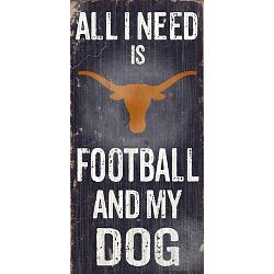 Texas Longhorns Wood Sign - Football and Dog 6"x12"