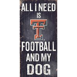 Texas Tech Red Raiders Wood Sign - Football and Dog 6x12