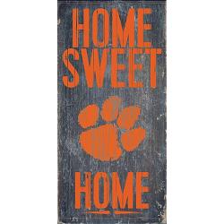 Clemson Tigers Wood Sign - Home Sweet Home 6"x12"