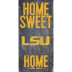 LSU Tigers Wood Sign - Home Sweet Home 6"x12"