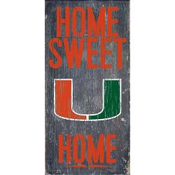 Miami Hurricanes Wood Sign - Home Sweet Home 6"x12"