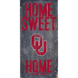 Oklahoma Sooners Wood Sign - Home Sweet Home 6"x12"