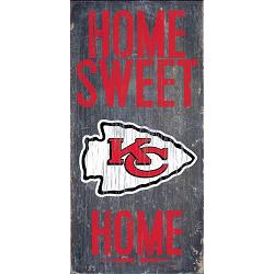 Kansas City Chiefs Wood Sign - Home Sweet Home 6"x12"