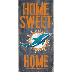 Miami Dolphins Wood Sign - Home Sweet Home 6"x12"