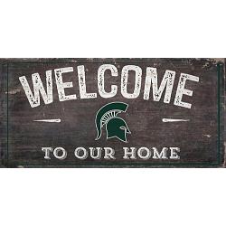 Michigan State Spartans Sign Wood 6x12 Welcome To Our Home Design