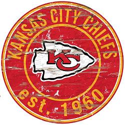 Kansas City Chiefs Wood Sign - 24" Round