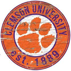 Clemson Tigers Wood Sign - 24" Round