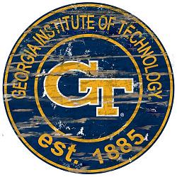 Georgia Tech Yellow Jackets Wood Sign - 24" Round