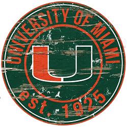 Miami Hurricanes Wood Sign - 24" Round