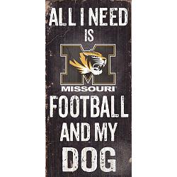 Missouri Tigers Wood Sign - Football and Dog 6x12