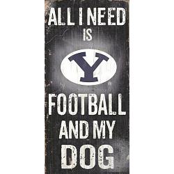 BYU Cougars Wood Sign - Football and Dog 6x12