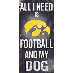 Iowa Hawkeyes Wood Sign - Football and Dog 6x12