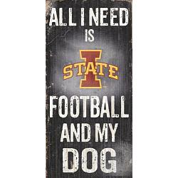 Iowa State Cyclones Sign Wood 6x12 Football and Dog Design