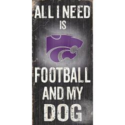 Kansas State Wildcats Wood Sign - Football and Dog 6x12