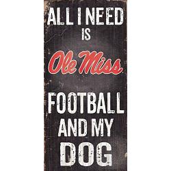 Mississippi Rebels Wood Sign - Football and Dog 6x12