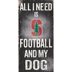 Stanford Cardinal Wood Sign - Football and Dog 6x12