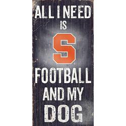 Syracuse Orange Wood Sign - Football and Dog 6x12