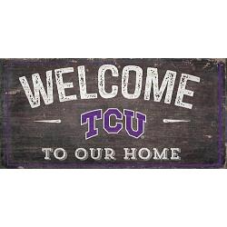 TCU Horned Frogs Sign Wood 6x12 Welcome To Our Home Design