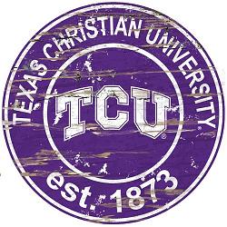 TCU Horned Frogs Wood Sign - 24" Round