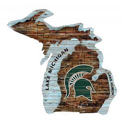 Michigan State Spartans Sign Wood 24 Inch State Wall Art Design