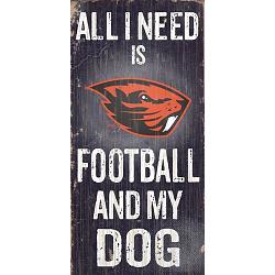Oregon State Beavers Sign Wood 6x12 Football and Dog Design