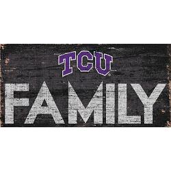 TCU Horned Frogs Sign Wood 12x6 Family Design