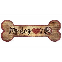 Florida State Seminoles Sign Wood 6x12 Dog Bone Shape