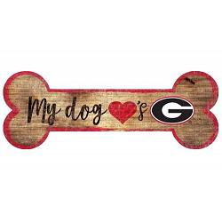 Georgia Bulldogs Sign Wood 6x12 Dog Bone Shape