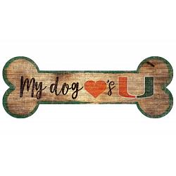 Miami Hurricanes Sign Wood 6x12 Dog Bone Shape