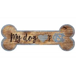 North Carolina Tar Heels Sign Wood 6x12 Dog Bone Shape