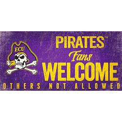 East Carolina Pirates Wood Sign Fans Welcome 12x6