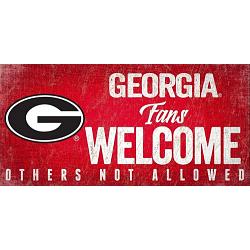 Georgia Bulldogs Wood Sign Fans Welcome 12x6