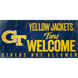 Georgia Tech Yellow Jackets Wood Sign Fans Welcome 12x6