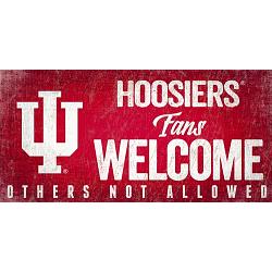 Indiana Hoosiers Wood Sign Fans Welcome 12x6