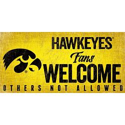 Iowa Hawkeyes Wood Sign Fans Welcome 12x6