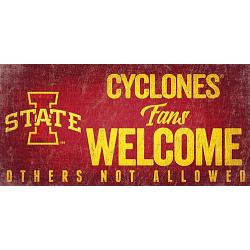 Iowa State Cyclones Wood Sign Fans Welcome 12x6