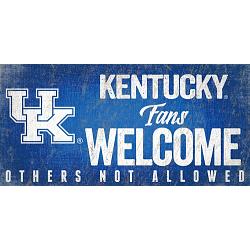 Kentucky Wildcats Sign Wood 12x6 Fans Welcome Design