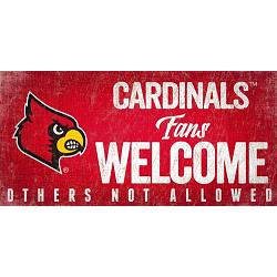 Louisville Cardinals Wood Sign Fans Welcome 12x6