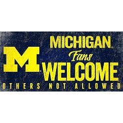 Michigan Wolverines Wood Sign Fans Welcome 12x6