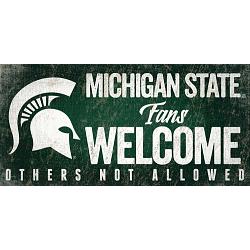 Michigan State Spartans Wood Sign Fans Welcome 12x6