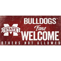 Mississippi State Bulldogs Wood Sign Fans Welcome 12x6