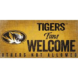 Missouri Tigers Wood Sign Fans Welcome 12x6