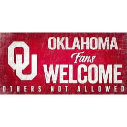 Oklahoma Sooners Wood Sign Fans Welcome 12x6