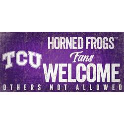 TCU Horned Frogs Sign Wood 12x6 Fans Welcome Design