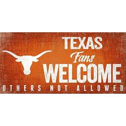 Texas Longhorns Sign Wood 12x6 Fans Welcome Design