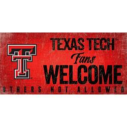 Texas Tech Red Raiders Wood Sign Fans Welcome 12x6