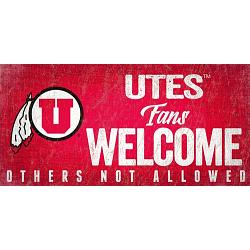 Utah Utes Wood Sign Fans Welcome 12x6