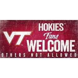 Virginia Tech Hokies Wood Sign Fans Welcome 12x6