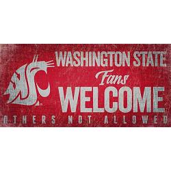 Washington State Cougars Wood Sign Fans Welcome 12x6